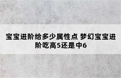 宝宝进阶给多少属性点 梦幻宝宝进阶吃高5还是中6